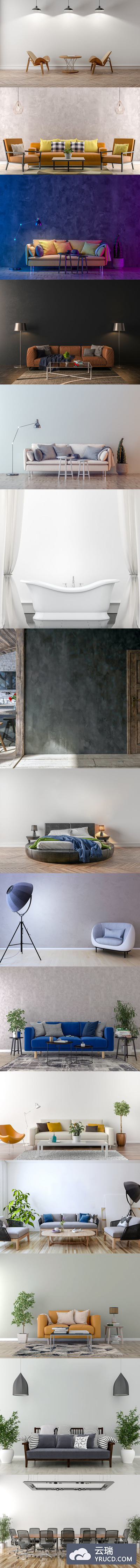 居家类广告设计必备的 237 个室内墙面创意设计渲染图下载[jpg]