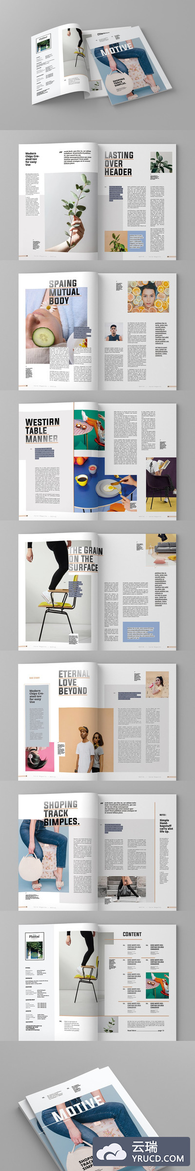 简约时尚多用途的杂志画册模板[INDD]