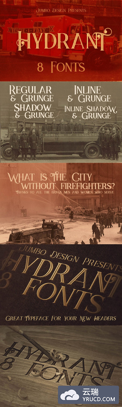 经典风格字体 Hydrant - 8 Vintage Style Fonts