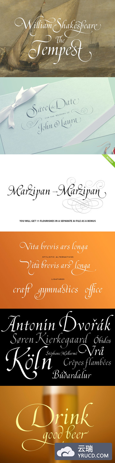 复古手写设计字体 November Script Chancery Font