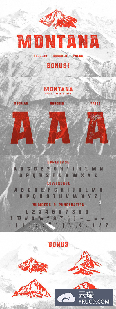 粗犷设计字体 MONTANA • Font family + Freebies!