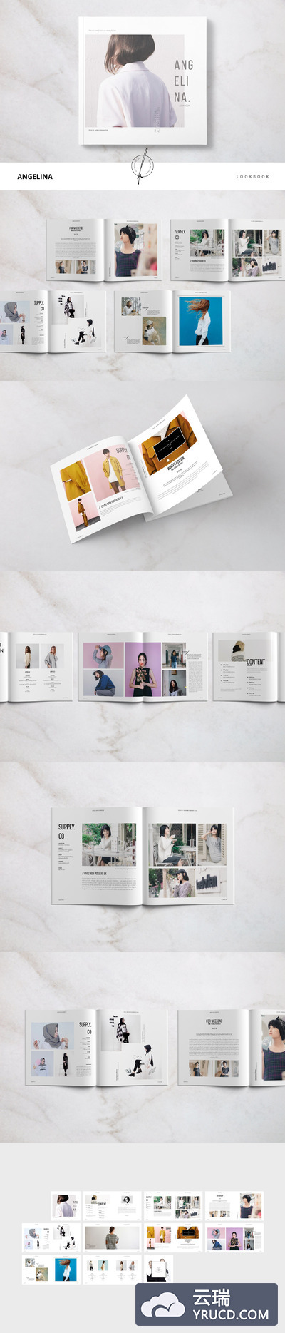 极简主义方形画册模板 Angelina Lookbook