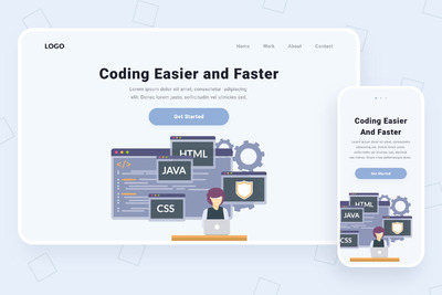 开发编程编码创意概念插画素材下载[Ai]