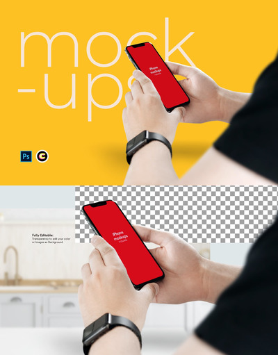 高品质的手持iPhone 11 APP UI样机展示模型mockups