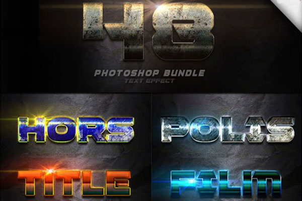 48款闪亮的多彩金属文字效果套装