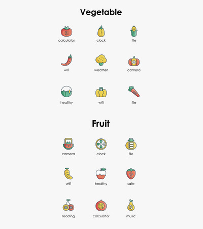可爱的蔬菜水果创意矢量图标