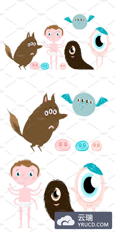 可爱友好的怪物插画 Friendly vector monsters