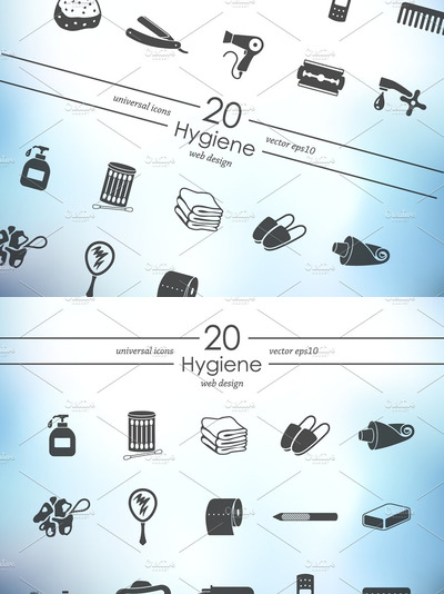 个人护理工具图标 20 hygiene icons