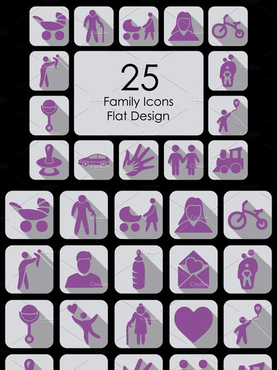 家庭图标素材 Set of family icons