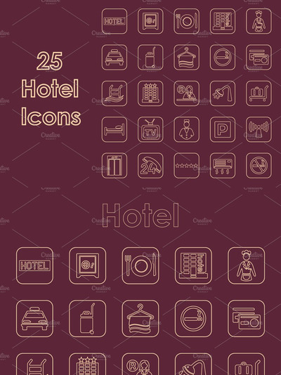 简单的酒店图标素材 25 HOTEL simple icons