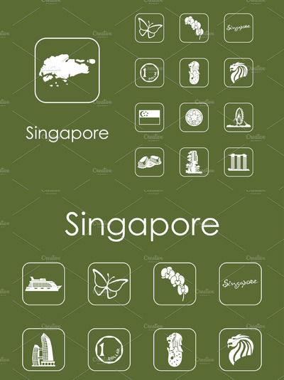 简单的新加坡图标 Set of Singapore simple icons