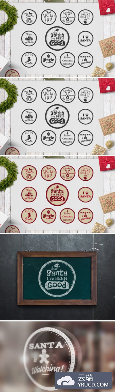 11个圣诞节徽章叠层图片svg素材