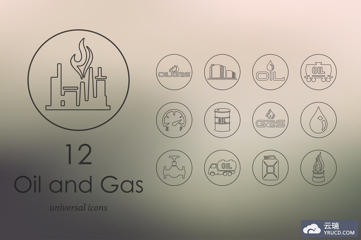 石油图标素材 12 oil and gas line icons