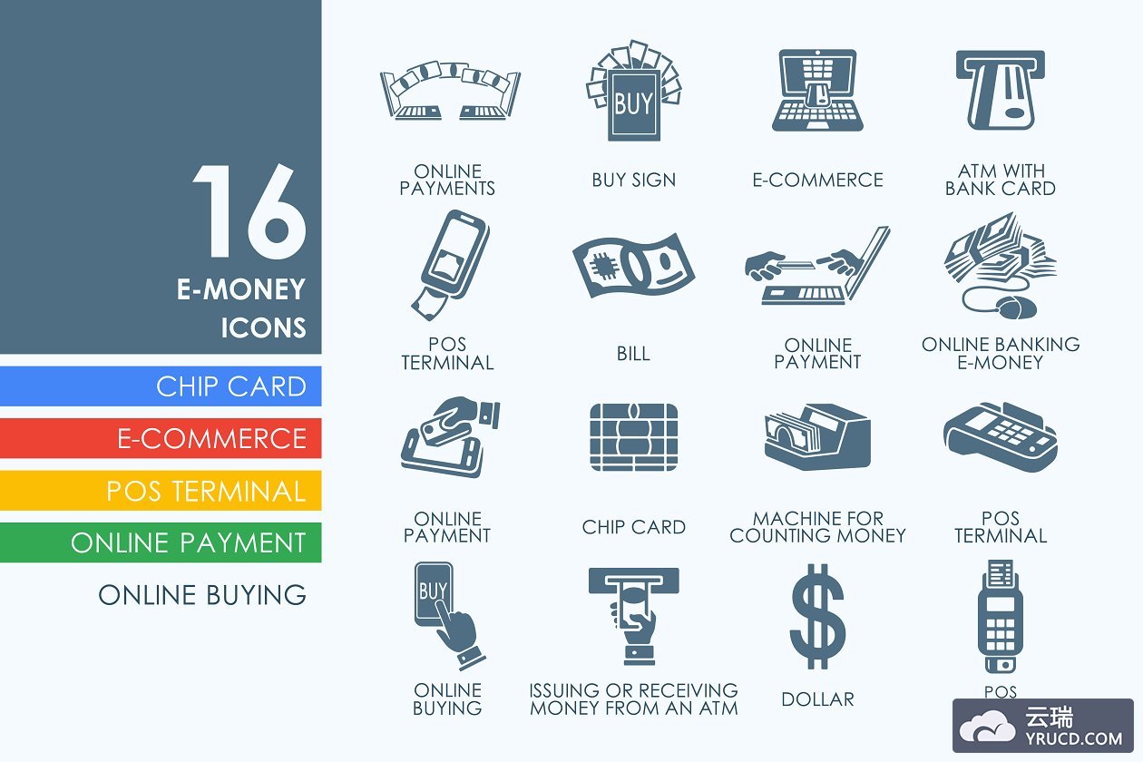电子货币图标素材16 e-money icons