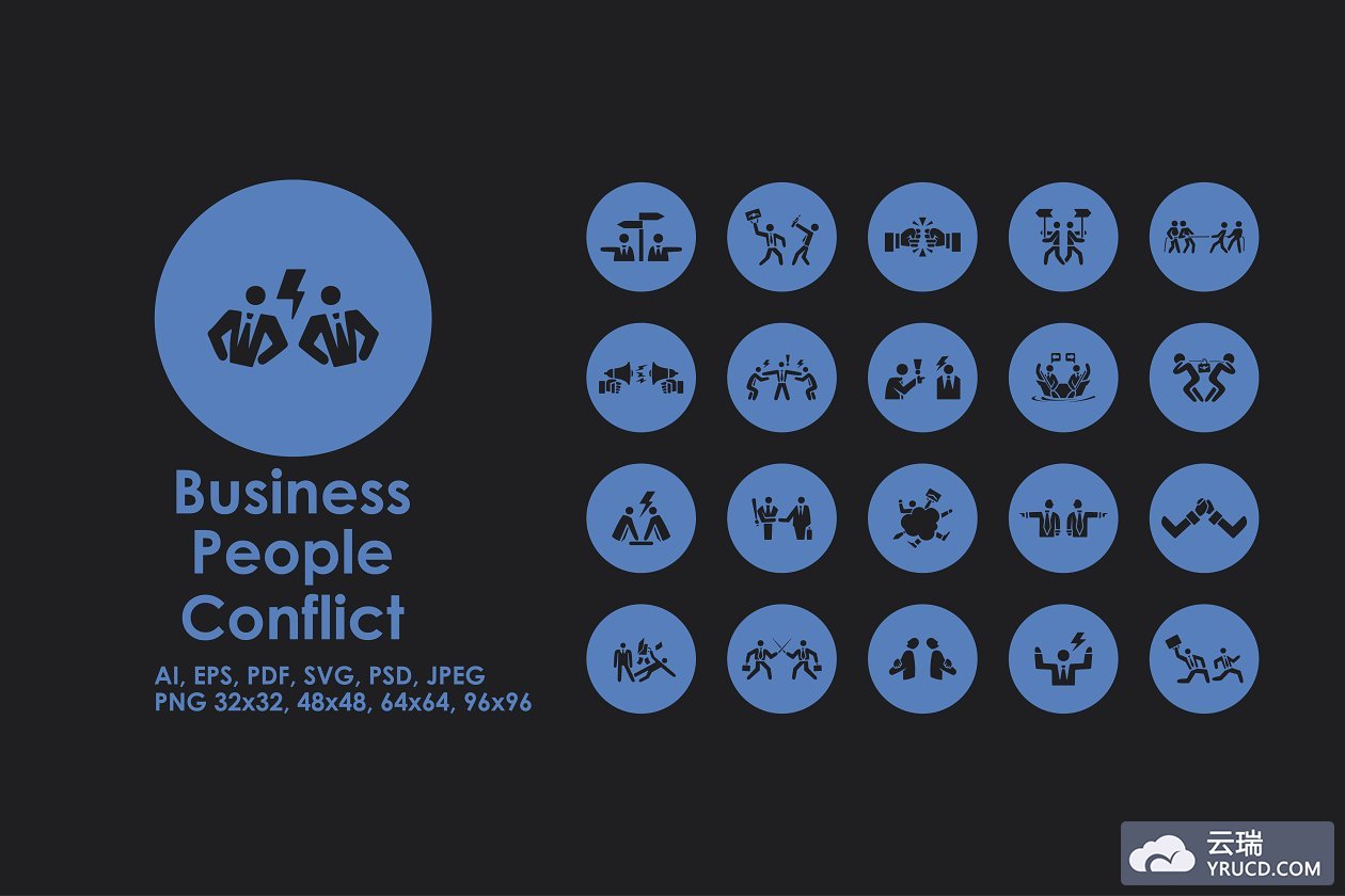 商业人物冲突图标 Business People Conflict icons