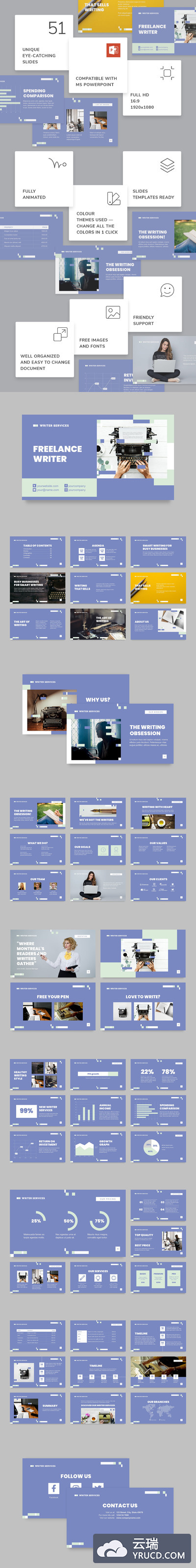 自由作家PPT模板下载[PPTX]