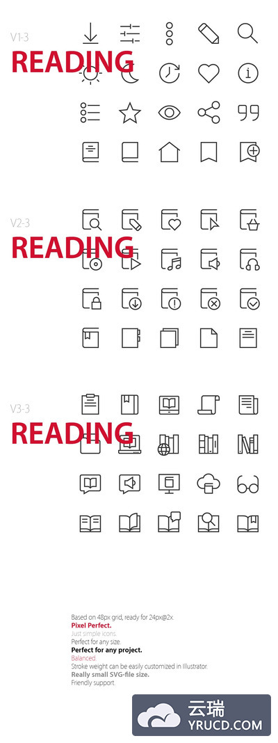 阅读UI图标素材 60 Reading UI icons