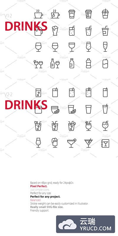 饮料图标素材 40 Drinks UI icons
