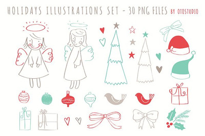 圣诞节元素剪贴画 Christmas Clip art set - PNG