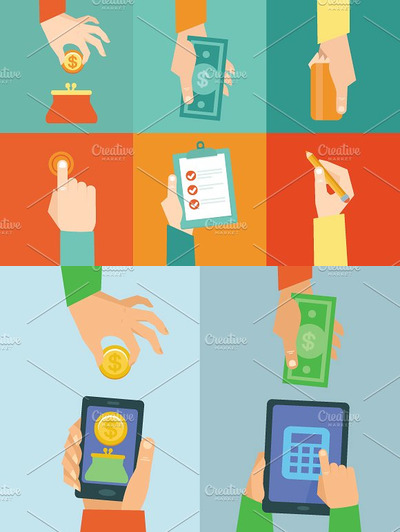 支付矢量插画 Vector flat illustrations