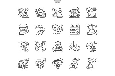 旅游保险图标 Travel insurance Line Icons