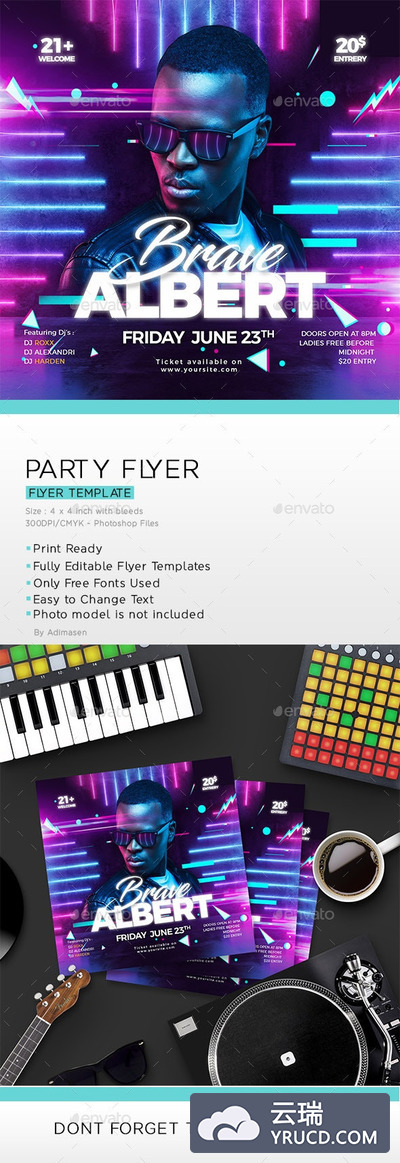 夏季音乐派对活动宣传/邀请传单模板