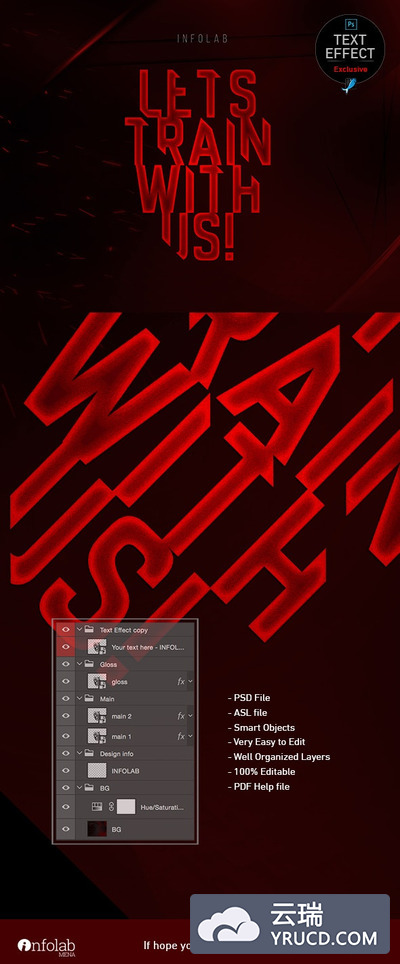 经典3D红色文本效果图层样式素材