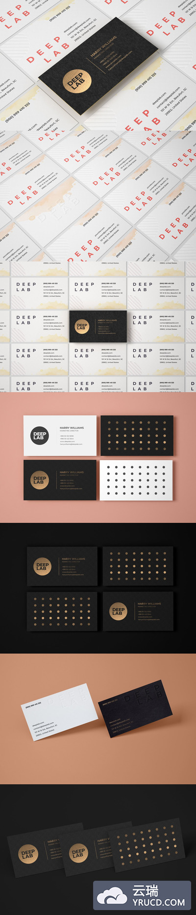 高端奢华型多角度实用的名片设计展示样机模板素材下载[PSD,烫金工艺,激凸工艺]