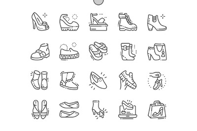 女士鞋子图标素材 Women's shoes Line Icons