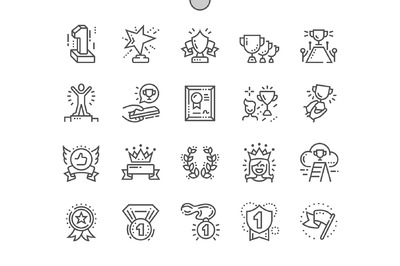 颁奖奖牌细线图标 Awards Line Icons