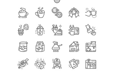 咖啡元素图标 Coffee Line Icons