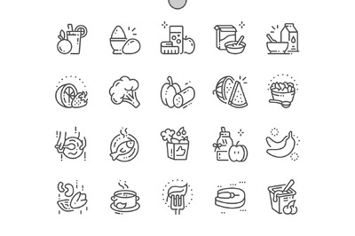 健康食品图标素材 Healthy food Line Icons