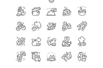 有机食品线图标 Organic Food Line Icons