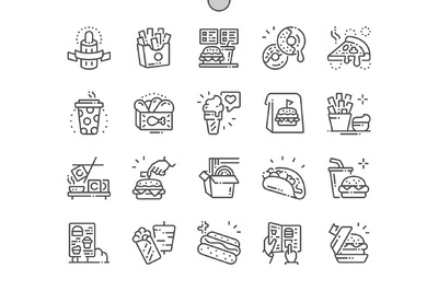 快餐食品图标素材t Fast Food Line Icons