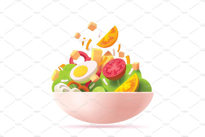 沙拉美食插画 Vector green salad icon