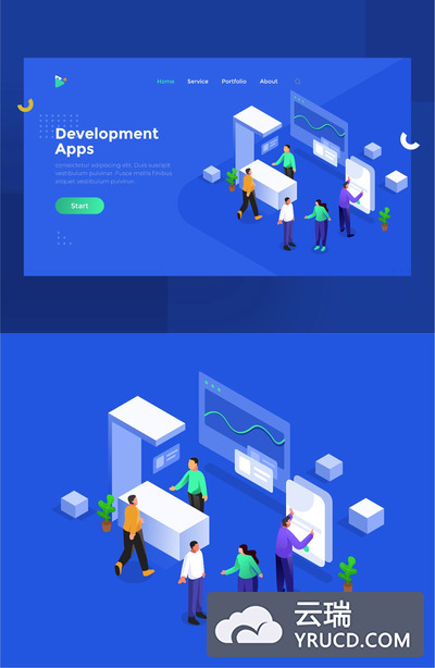 网站的应用开发插画素材[Ai]