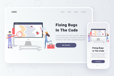 代码BUG修复创意插画素材[Sketch,XD,Fig]