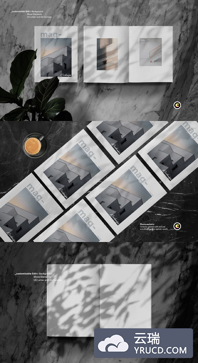 感觉有设计感的杂志样机场景下载[PSD]