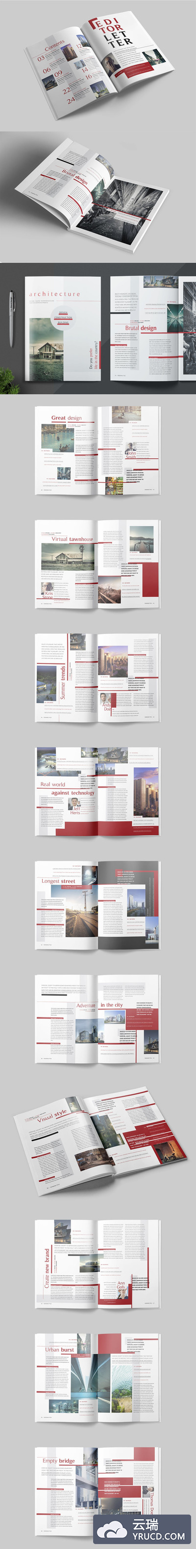 时尚高端简约多用途的高品质品牌手册画册宣传册房地产楼书杂志设计模板