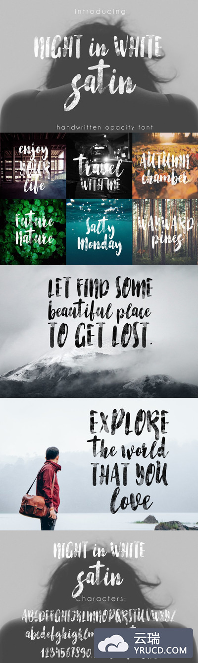 手写笔刷设计字体 Night in White Satin Font