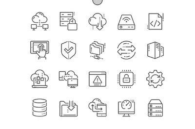 服务器图标素材 Hosting Line Icons