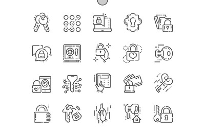 钥匙和锁的图标素材 Keys and Locks Line Icons