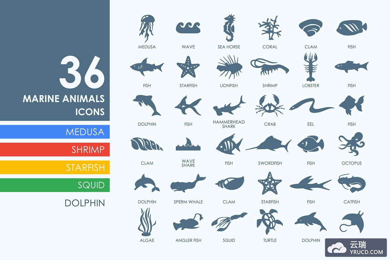 海洋动物图标素材 36 Marine Animals icons