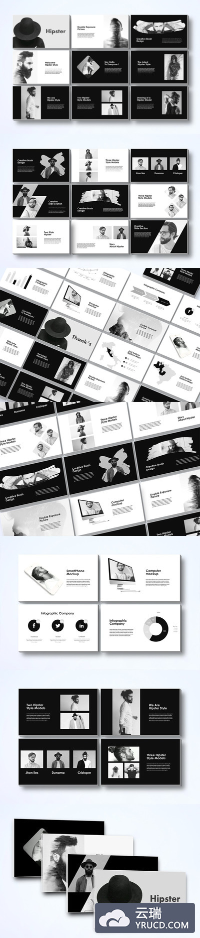 黑白时尚PPT模板下载[PPTX]