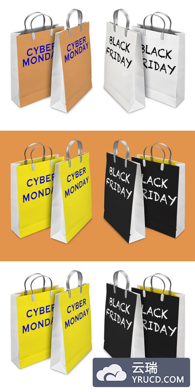 环保纸袋购物袋设计样机[PSD]