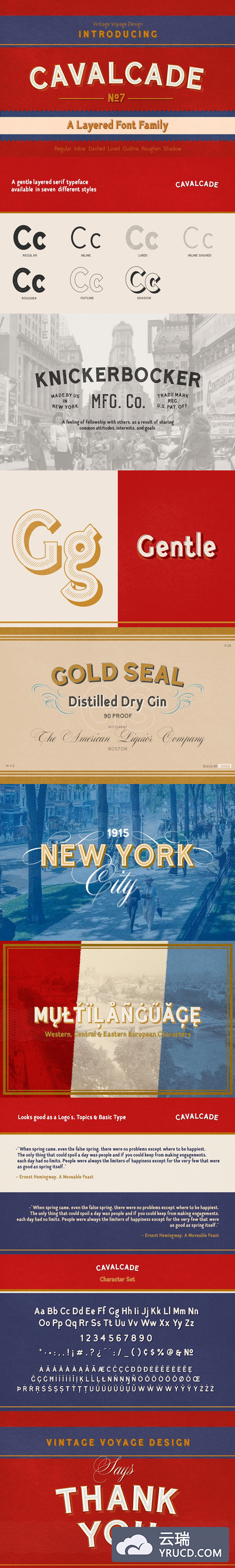 复古无衬线字体 Cavalcade • Layered Font