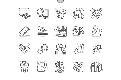 文具细线图标素材 Stationerу Line Icons