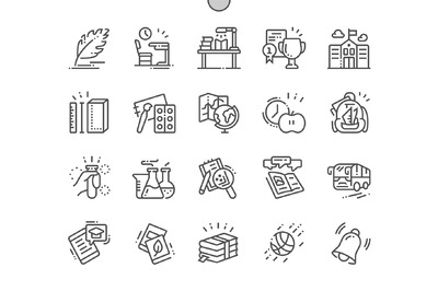 学校细线图标素材 School Line Icons