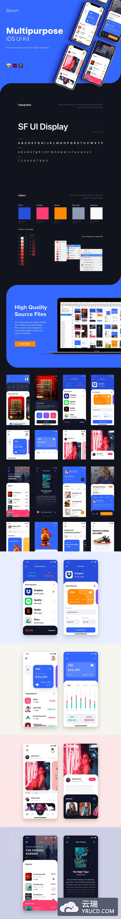 XD打造的多功能卡片式APP模板下载[XD]