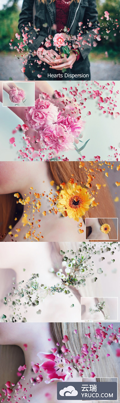 爱心分散动作特效 Hearts Dispersion